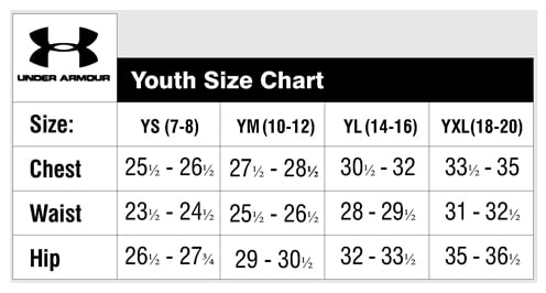 Youth Size Chart For Under Armour