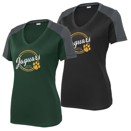 Sport-Tek Ladies PosiCharge Competitor Sleeve-Blocked V-Neck Tee