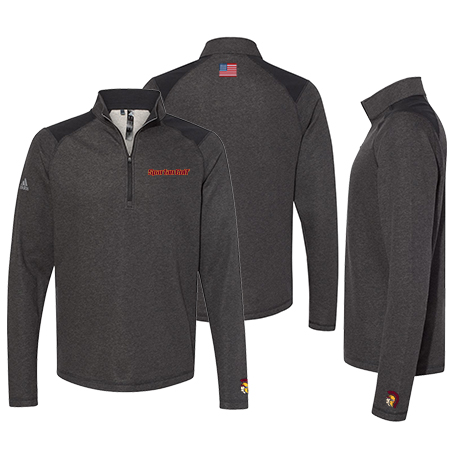 Adidas Heathered ¼ Zip Pullover with Colorblock Shoulders