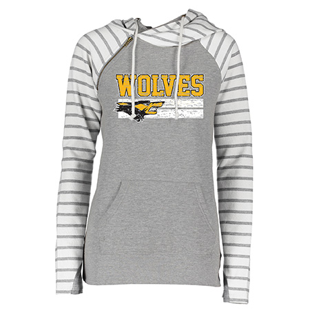 Enza Ladies Stripe Double Hood Pullover