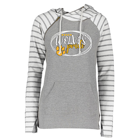 Enza Ladies Stripe Double Hood Pullover